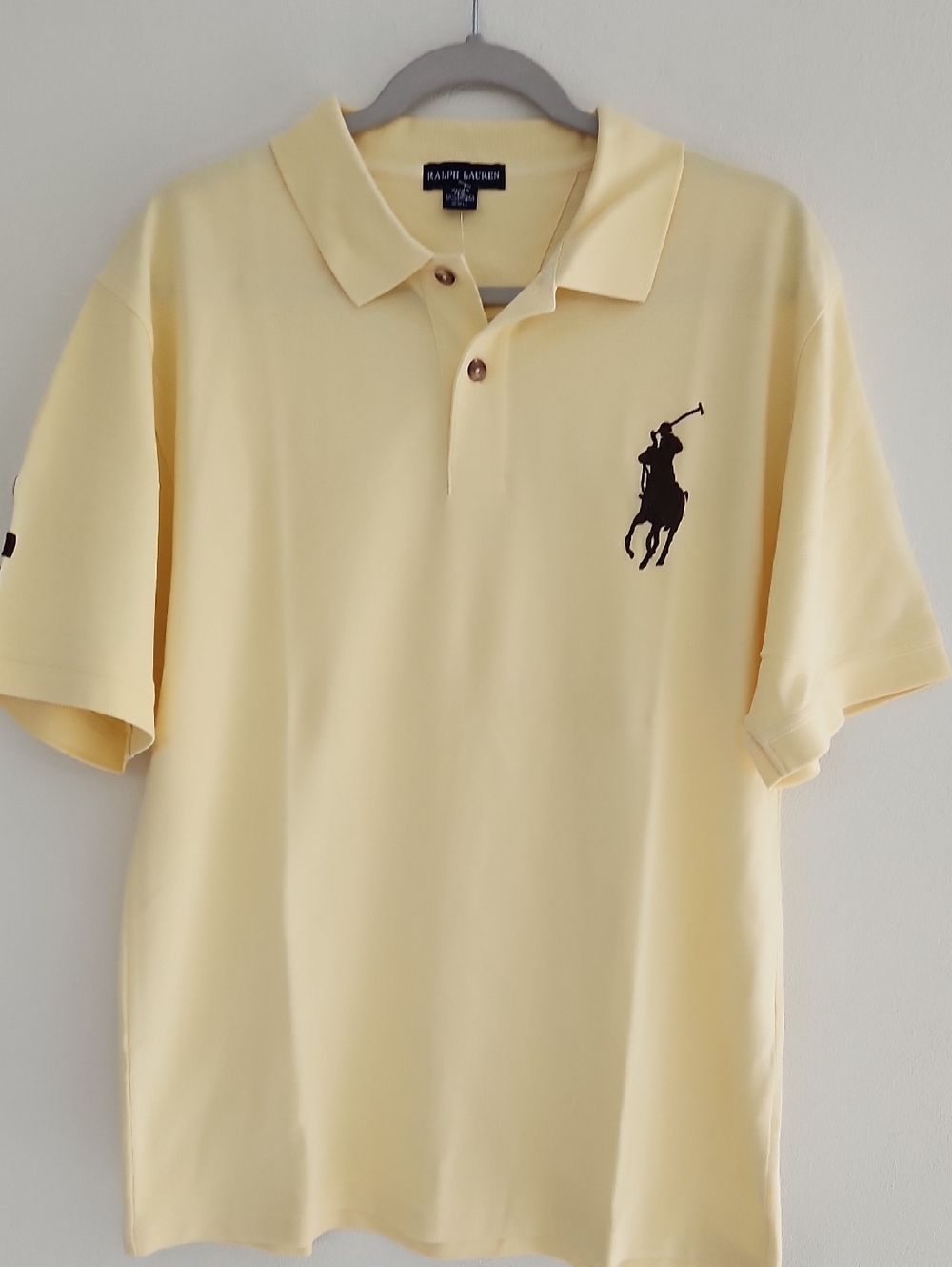 Ralph Lauren Men's Polo Shirt in Pale Yellow with Black Pony